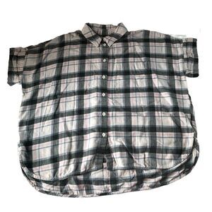 MADEWELL Womens Button Down Plaid Boxy Short Sleeve Shirt Size Small